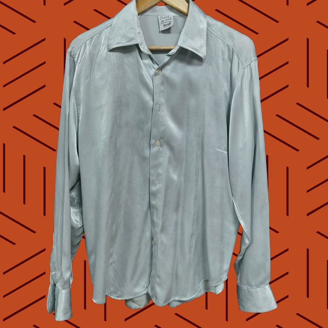 Vintage Moschino Button-Up Shirt Blue Men Size 16/41 Italy Size US M / EU 48-50 / 2 - 1 Thumbnail