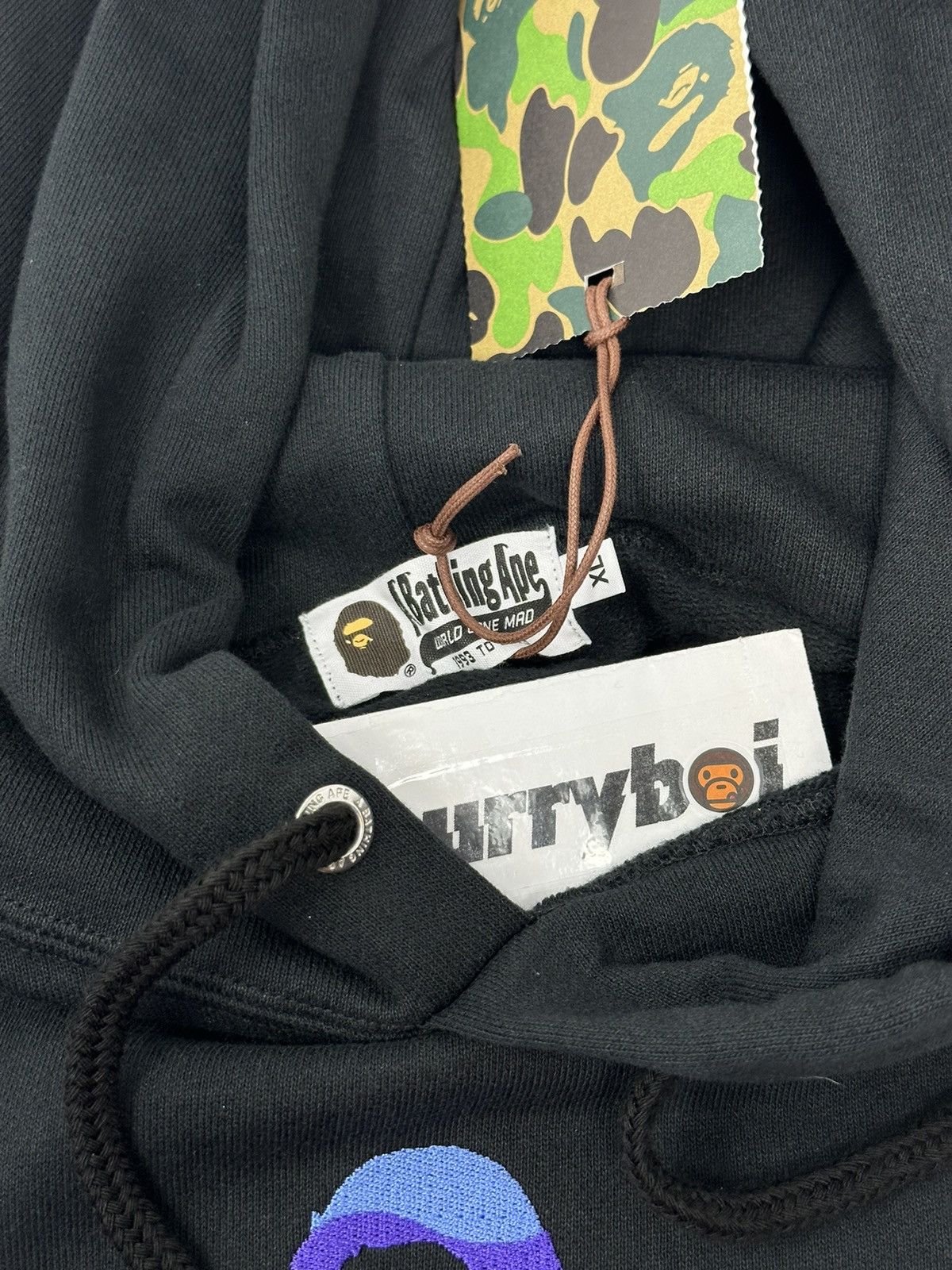 Bape SALE🔥BAPE Embroidery Loose Fit Pullover Hoodie Black Size US XL / EU 56 / 4 - 5 Thumbnail