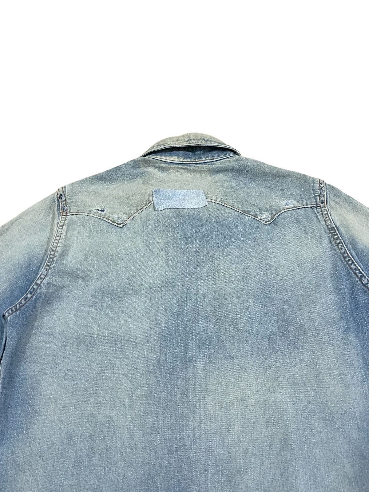 Blue Blue Japan BlueBlue Japan Crazy Indigo Wash Letterman Patch Denim Shirt Size US S / EU 44-46 / 1 - 11 Thumbnail