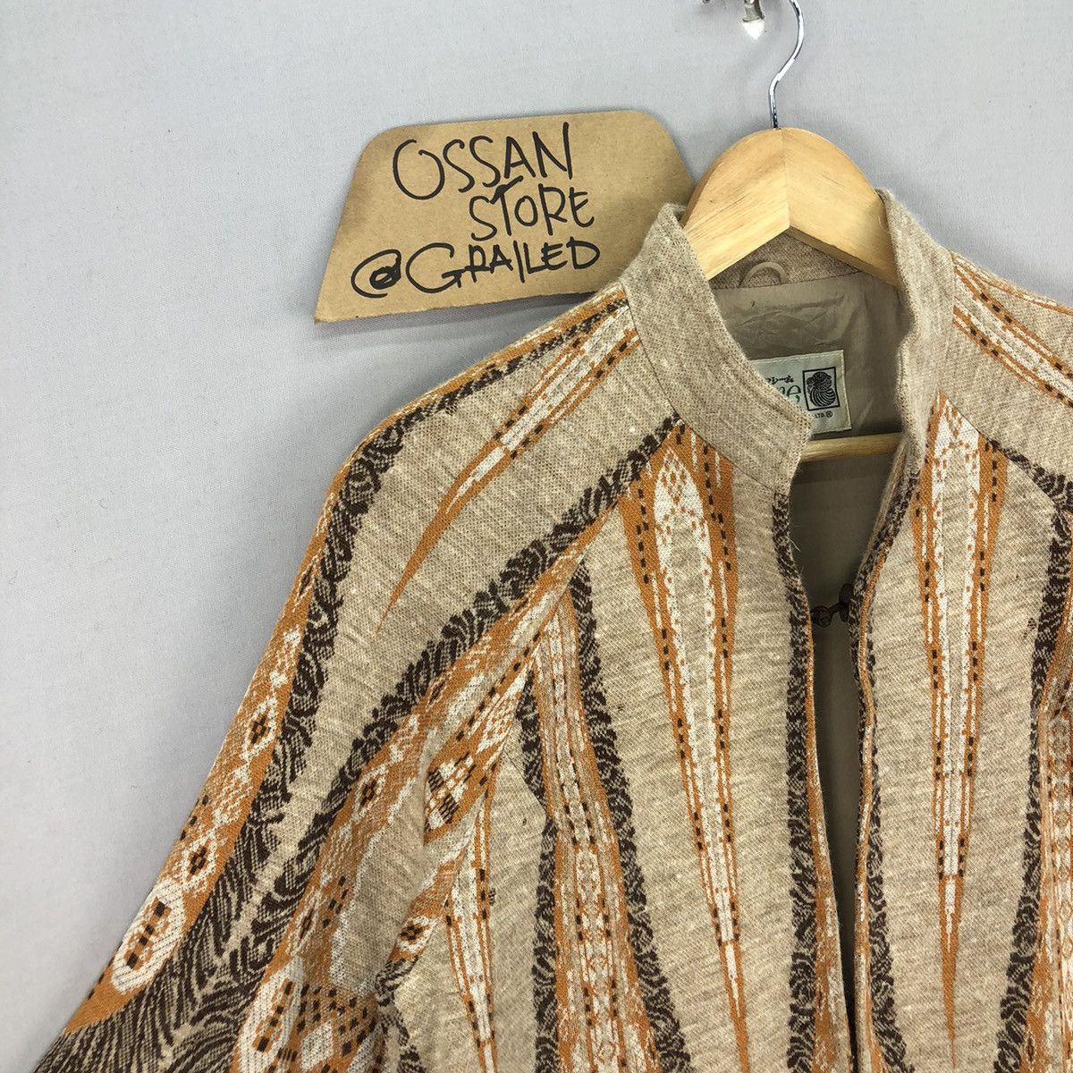 Le Grande Bleu (L.G.B.) Vintage Japanese Brand Flame Native Motif Wool Yukata Kimono Size S / US 4 / IT 40 - 2 Thumbnail