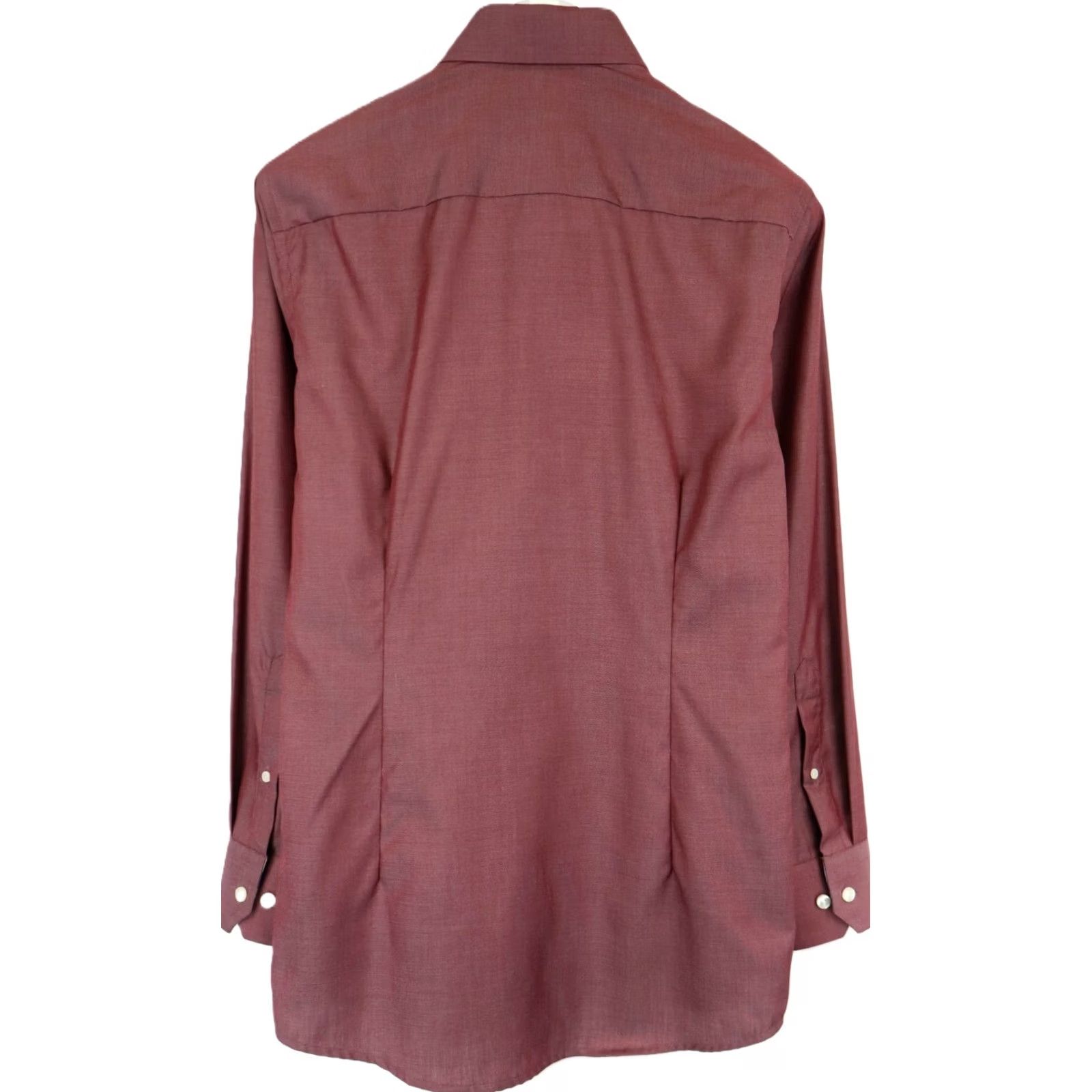 Eton ETON Signature Twill Slim Formal Shirt Men's 38/15 Burgundy Dress Shirt Long Sleeve Spread Collar Button Up Shafts Slim Fit Size 38R - 2 Thumbnail