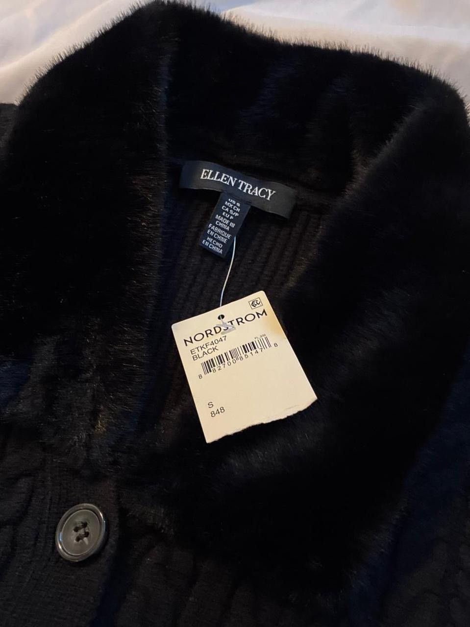 Ellen Tracy Ellen Tracy Cable-Knit Cardigan with Faux Fur Collar Size S / US 4 / IT 40 - 3 Thumbnail