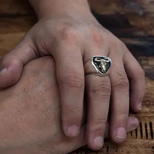 Vintage Retro Personality Bull Pattern Ring Open Size Size ONE SIZE - 3 Thumbnail