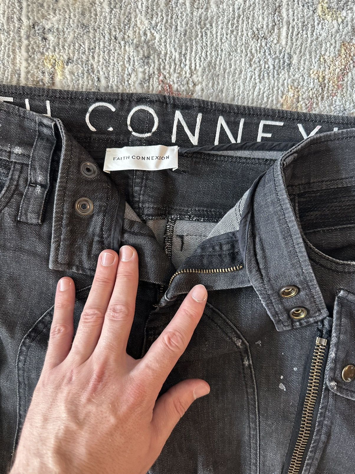 Faith Connexion BLACK OVERSIZED POCKET CARGO DENIM JEANS Size US 32 / EU 48 - 8 Thumbnail