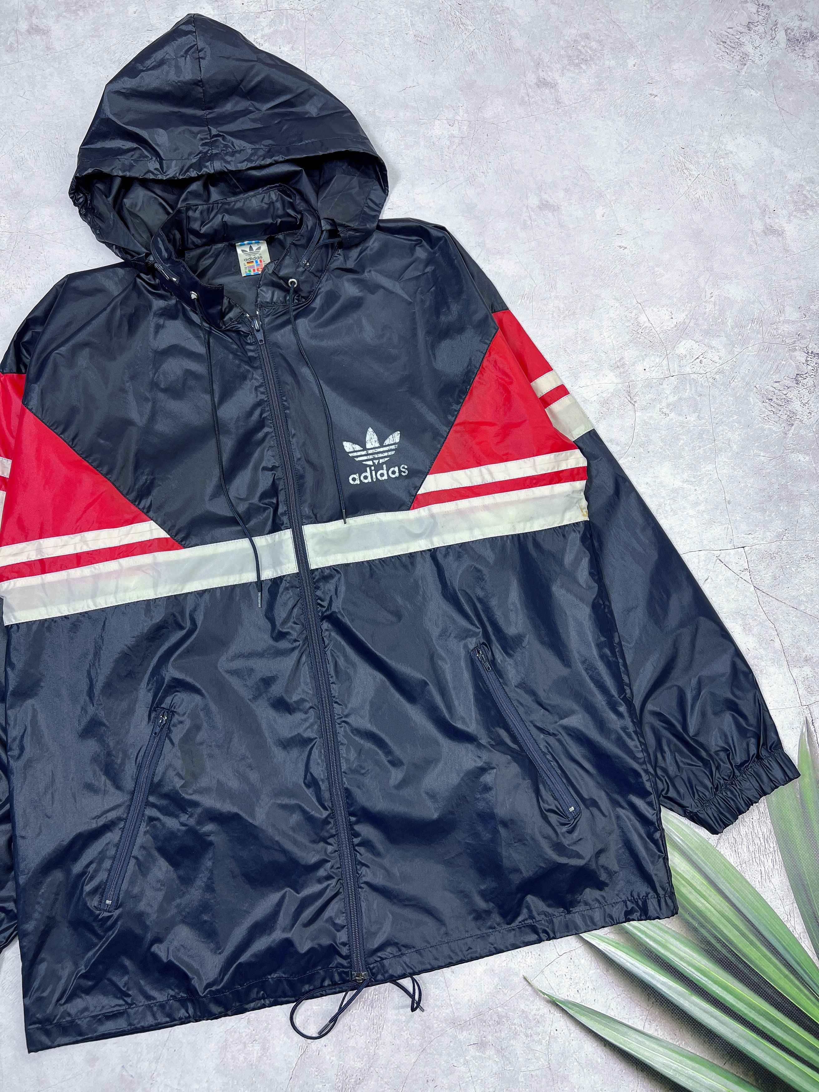 Adidas × Vintage Vintage Adidas Light Jacket Nylon Navy Blue & Red Size US M / EU 48-50 / 2 - 4 Thumbnail