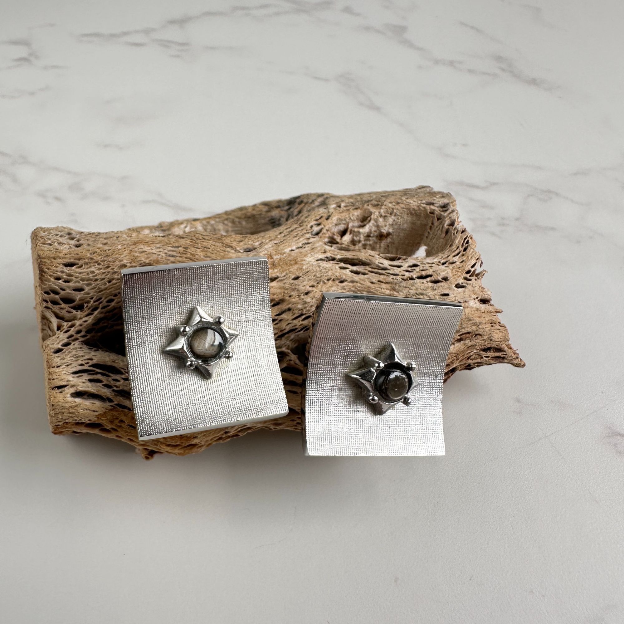 Vintage Mid Century Silver Tone Starburst Cufflinks, 1950s–60s Size ONE SIZE - 7 Thumbnail