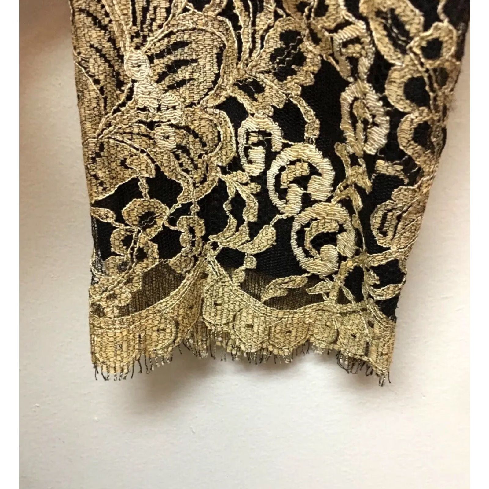 Liz Claiborne VINTAGE Liz Claiborne Jacket 12 Black Gold Lace Overlay Night Evening Dressy Party Size XL / US 12-14 / IT 48-50 - 6 Thumbnail