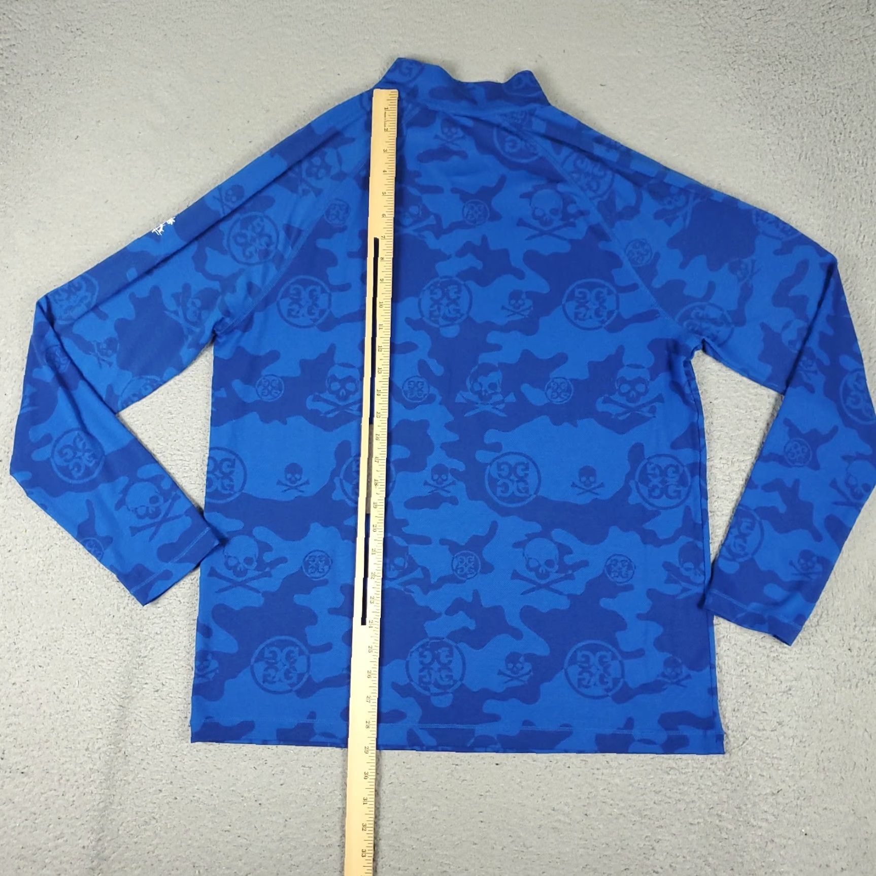 G/FORE G/Fore Shirt Mens Large Blue Skull Print Camo 1/4 Zip Pullover Long Sleeve Golf Shirt Mens Blue Camouflage 1/4 Zip Long Sleeve Size US L / EU 52-54 / 3 - 7 Thumbnail