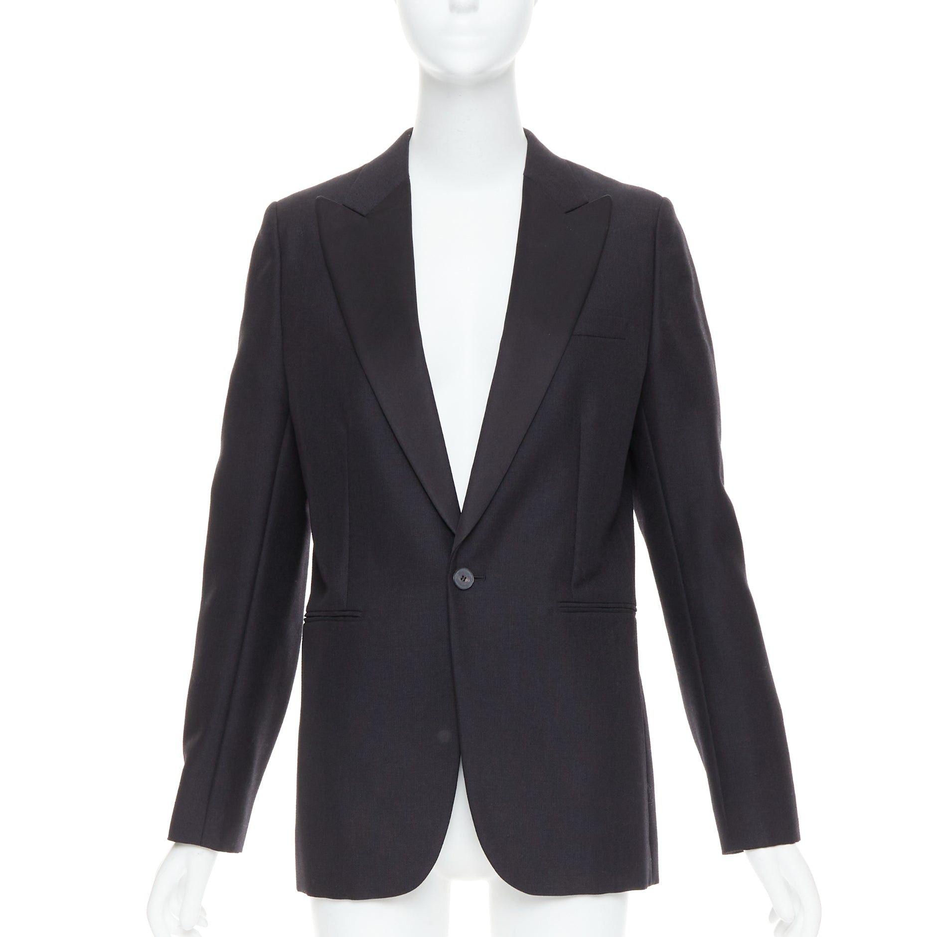 Dior CHRISTIAN DIOR black wool mohair boxy peak collar tux jacket FR40 L Size M / US 6-8 / IT 42-44 - 1 Thumbnail