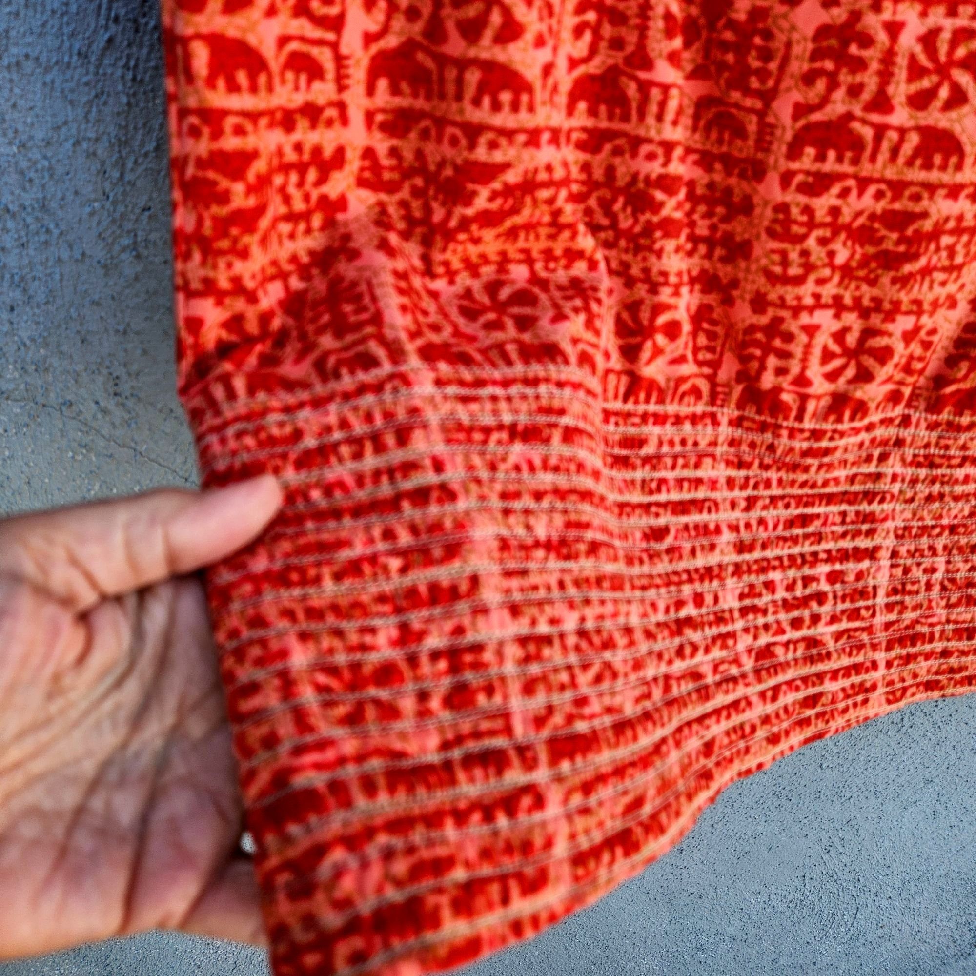 Vintage Vintage 60s Rama Siam Orange Quilted Cotton Dress 6 8 Thaila Size S / US 4 / IT 40 - 7 Thumbnail