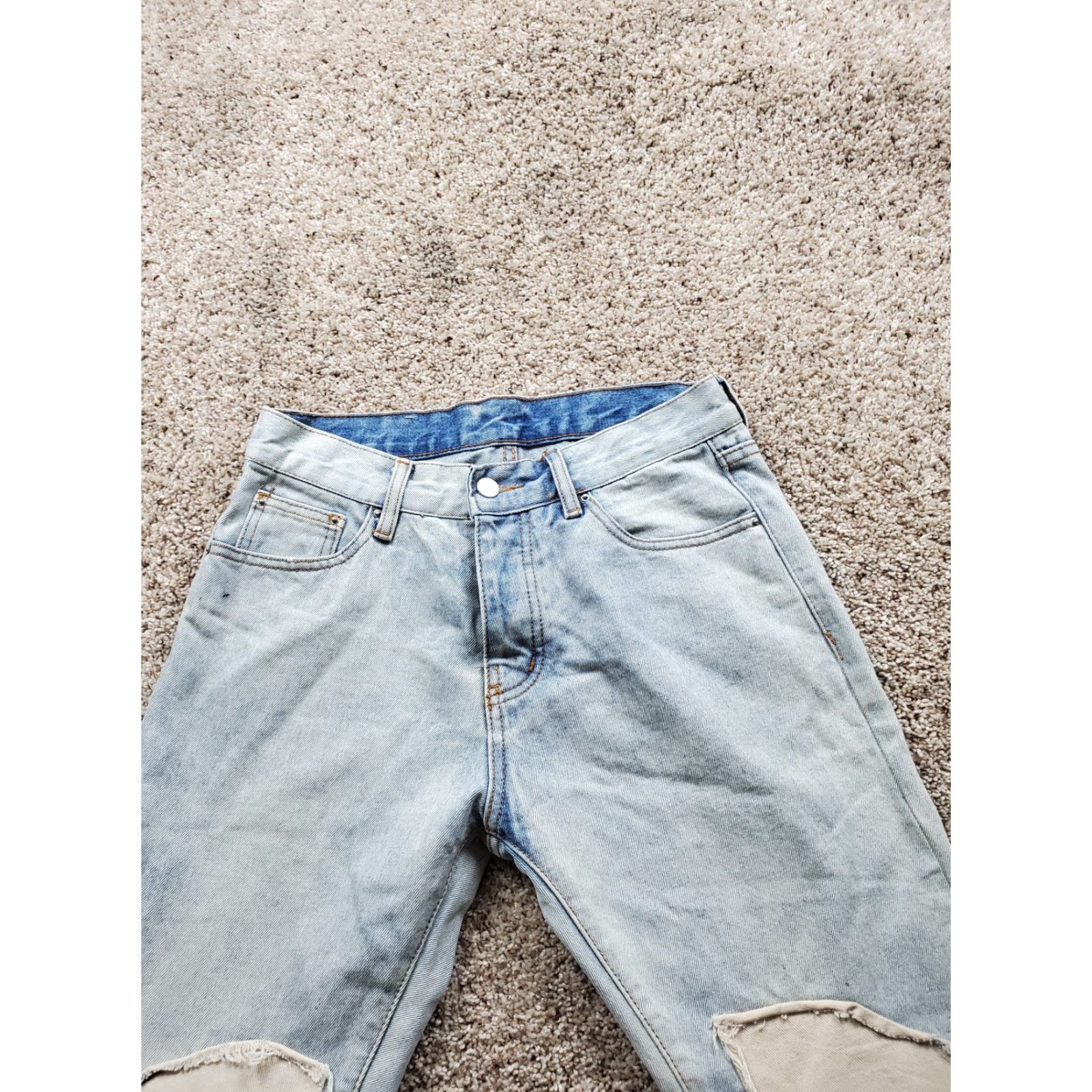 MNML mnml Jeans Mens 30 Distressed Skull Patch Straight Leg Frayed Hem Denim 30x31 Blue Painters? Size US 30 / EU 46 - 4 Thumbnail