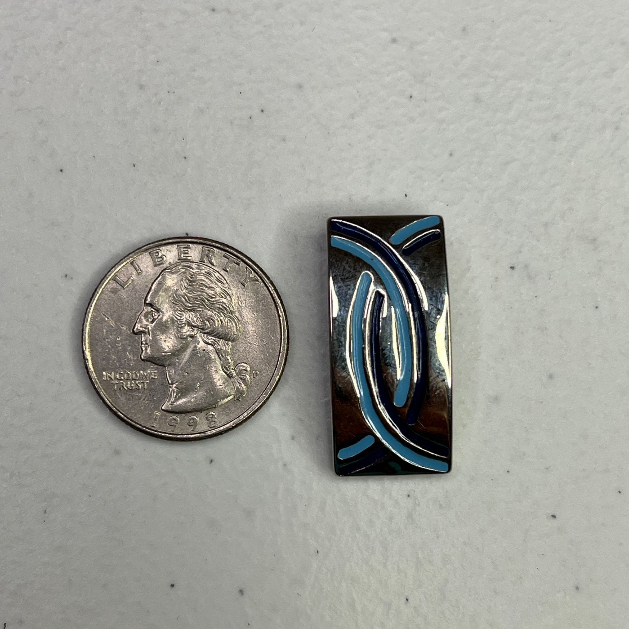 Designer Silver-Tone Abstract Pendant With Blue Enamel Design Size ONE SIZE - 6 Thumbnail