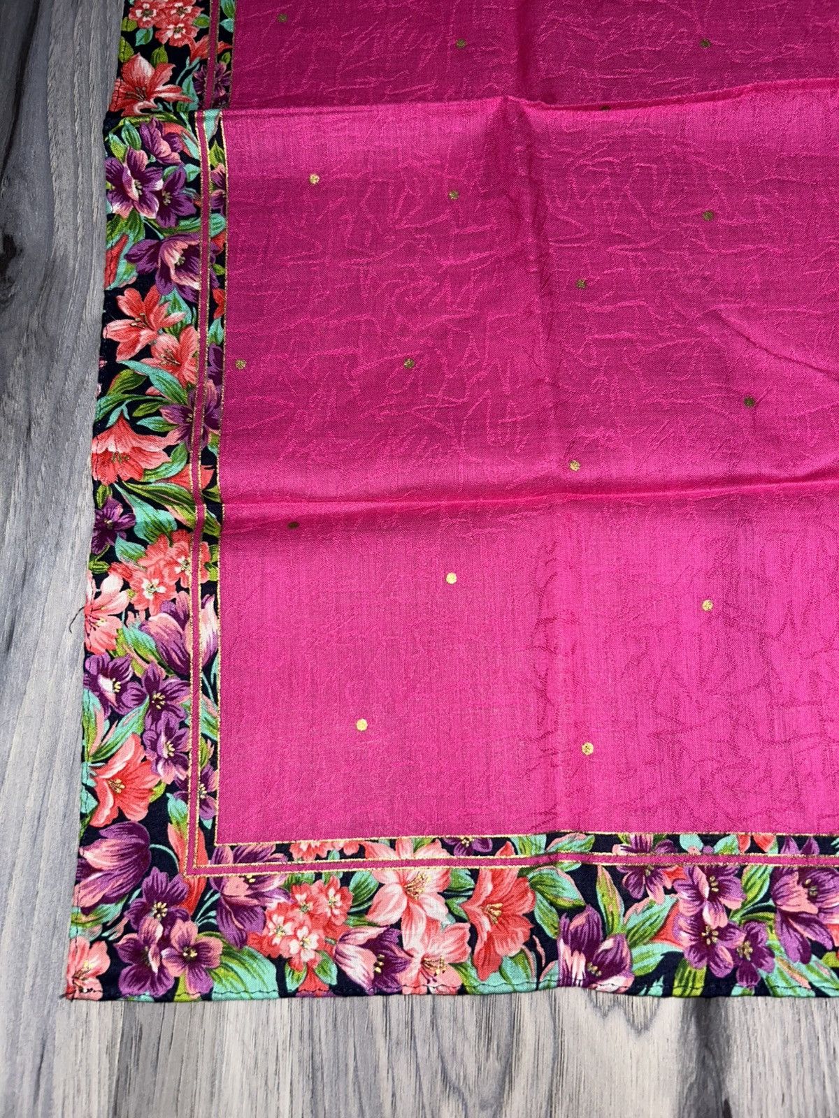 Givenchy Vintage Givenchy Pink Cotton Handkerchief w Floral Border Size ONE SIZE - 5 Thumbnail