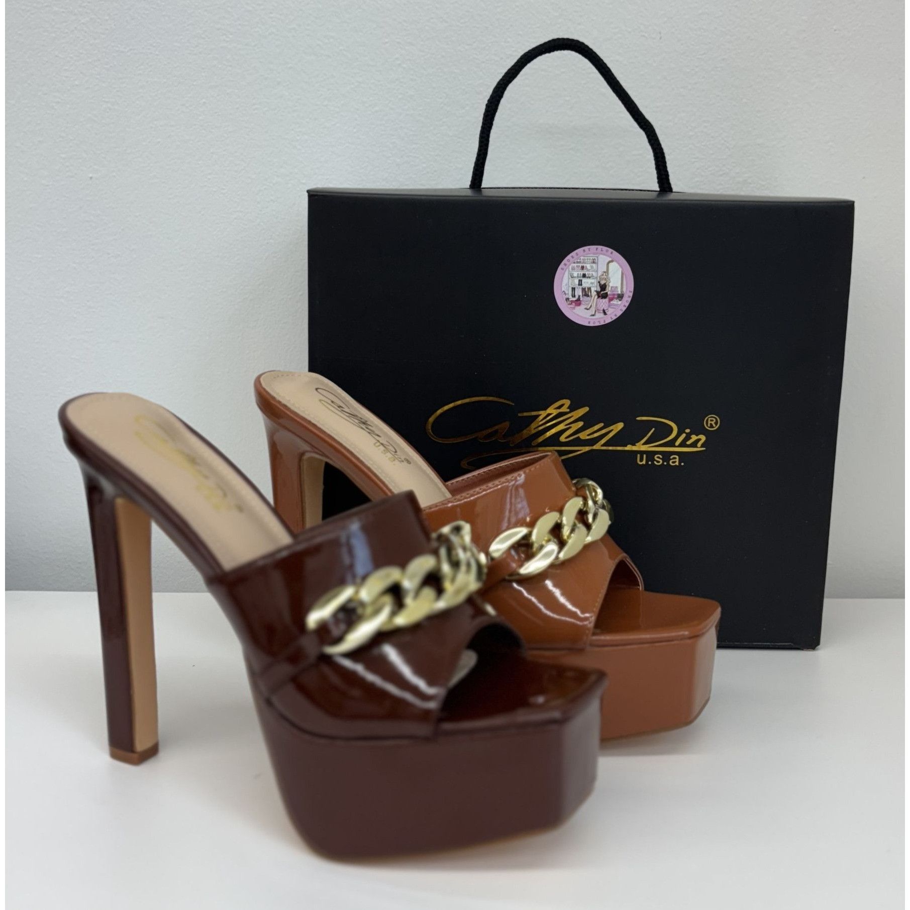 Other CATHY DIN / Kaiaa-7 / Brown Patent Leather / Platform / High Size US 8 / IT 38 - 7 Thumbnail