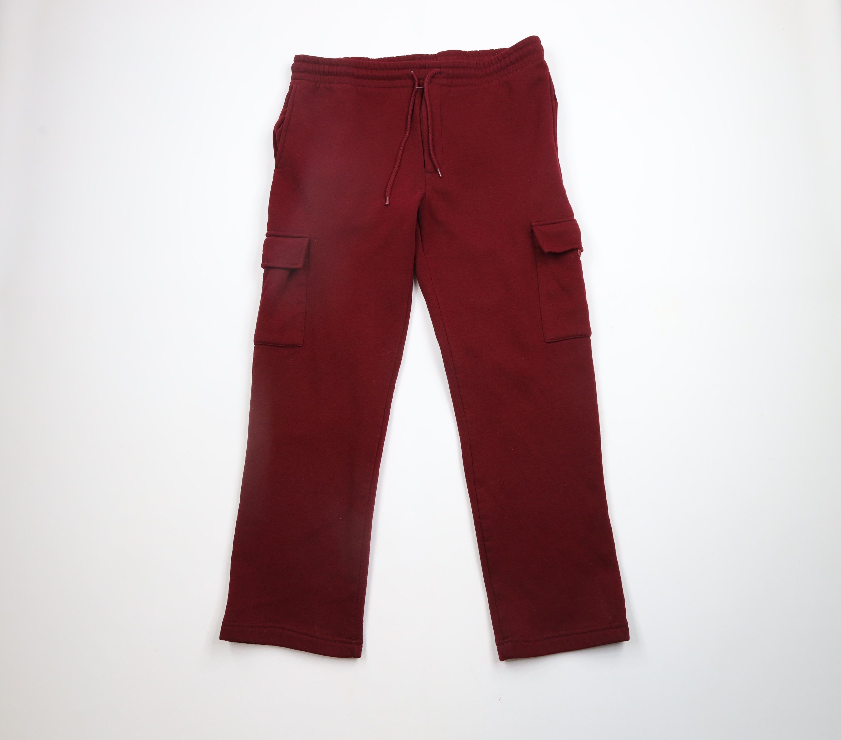 Vintage Vintage 90s Streetwear Blank Wide Leg Cargo Sweatpants Red Size US 34 / EU 50 - 1 Thumbnail