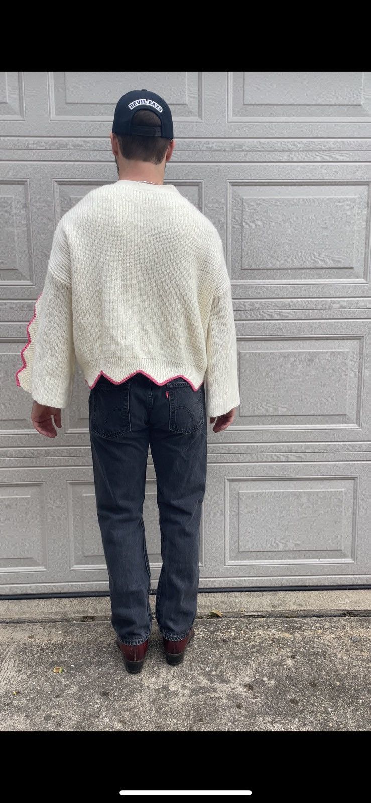Other Hand Knit Cropped Crotchet Cardigan Shirt Boxy Bowling Size US L / EU 52-54 / 3 - 8 Thumbnail