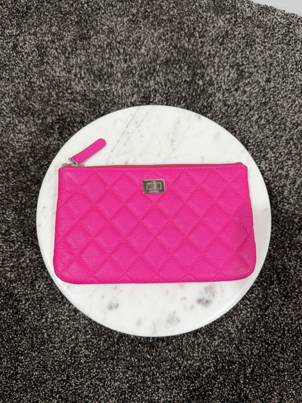Chanel Chanel Pink Goatskin Quilted Cavier O-Case Pouch Wallet Bag Size ONE SIZE - 2 Thumbnail