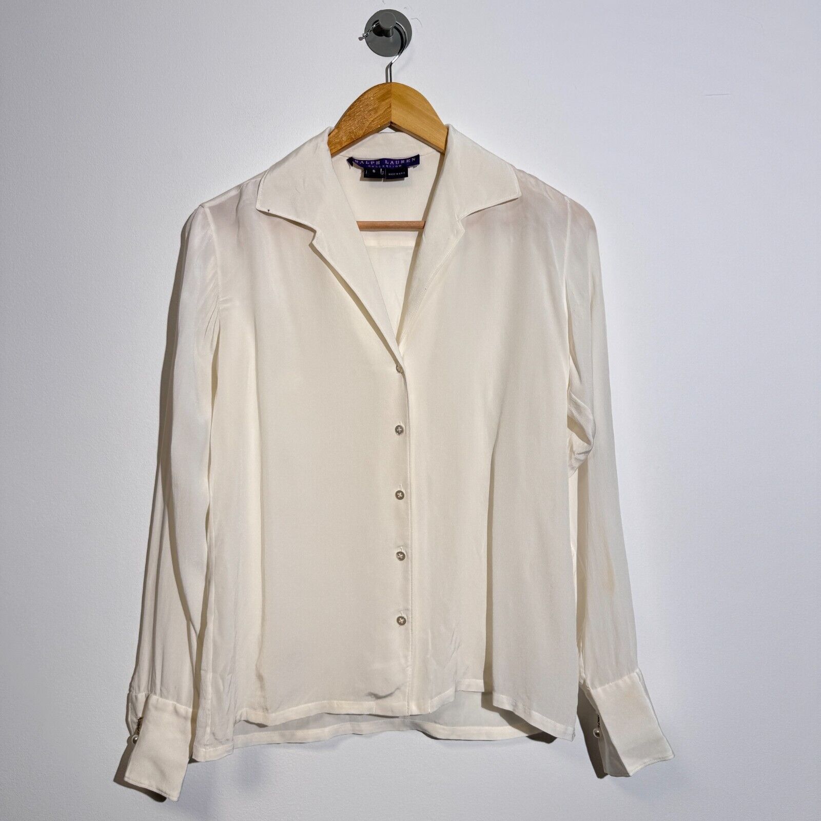 Lauren Ralph Lauren × Vintage Ralph Lauren Purple Label Women's White Silk Shirt Size 6US Size US S / EU 44-46 / 1 - 1 Thumbnail