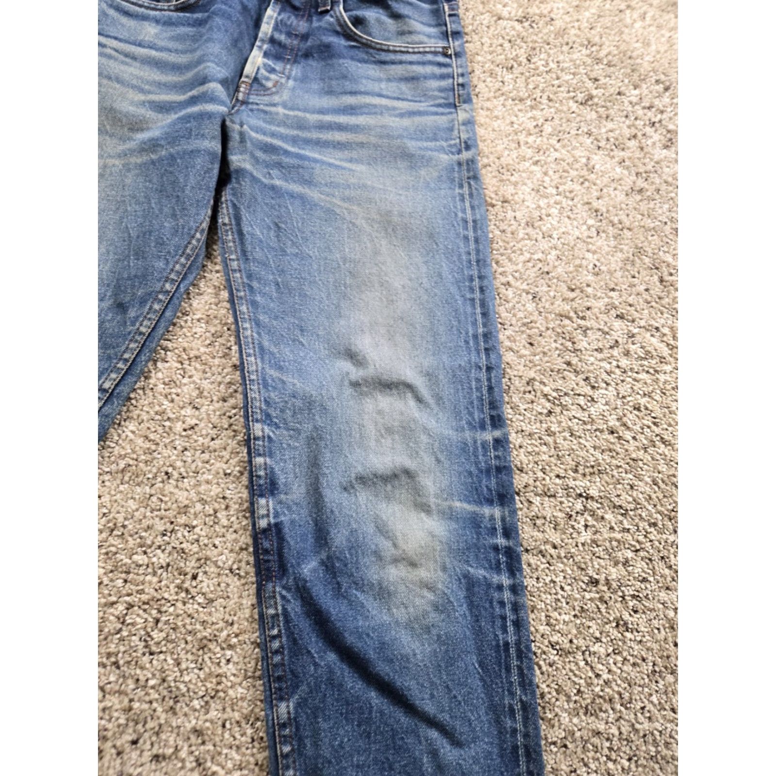 Vintage Naked & Famous Denim Jeans 30X28 Mens Slim Straight Blue Distressed Selvedge Denim 5-Pocket Size US 30 / EU 46 - 4 Thumbnail