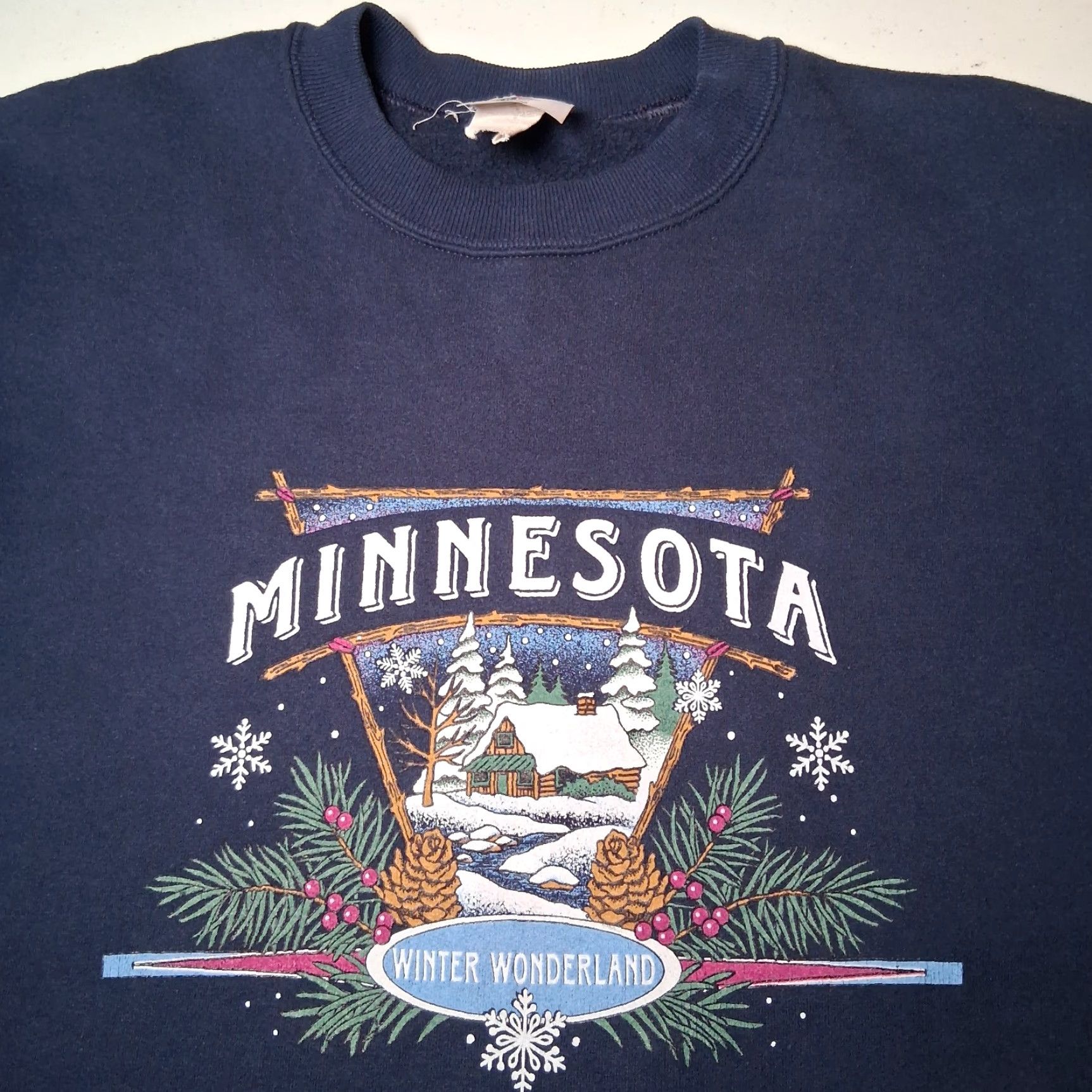 Jerzees VINTAGE Jerzees NuBlend Minnesota Sweatshirt L Men Blue Crewneck Winter Wonderland Snow Cabin Nature Pullover Graphic Size US L / EU 52-54 / 3 - 2 Thumbnail