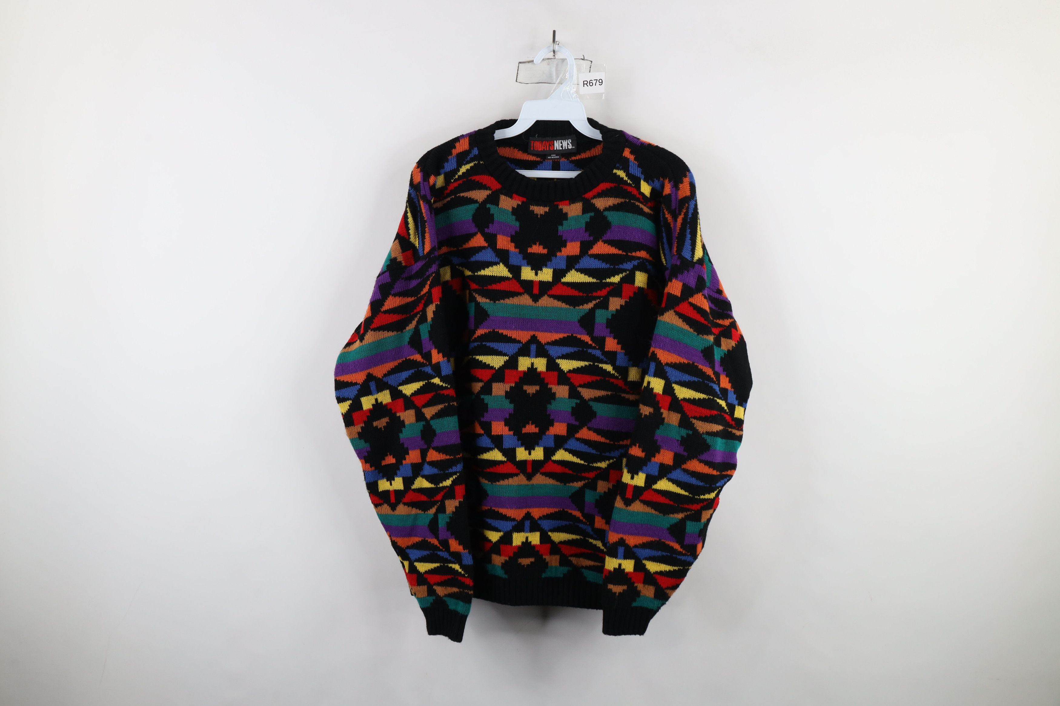 Vintage Vintage 90s Streetwear Rainbow Southwestern Knit Sweater USA Size US L / EU 52-54 / 3 - 1 Thumbnail