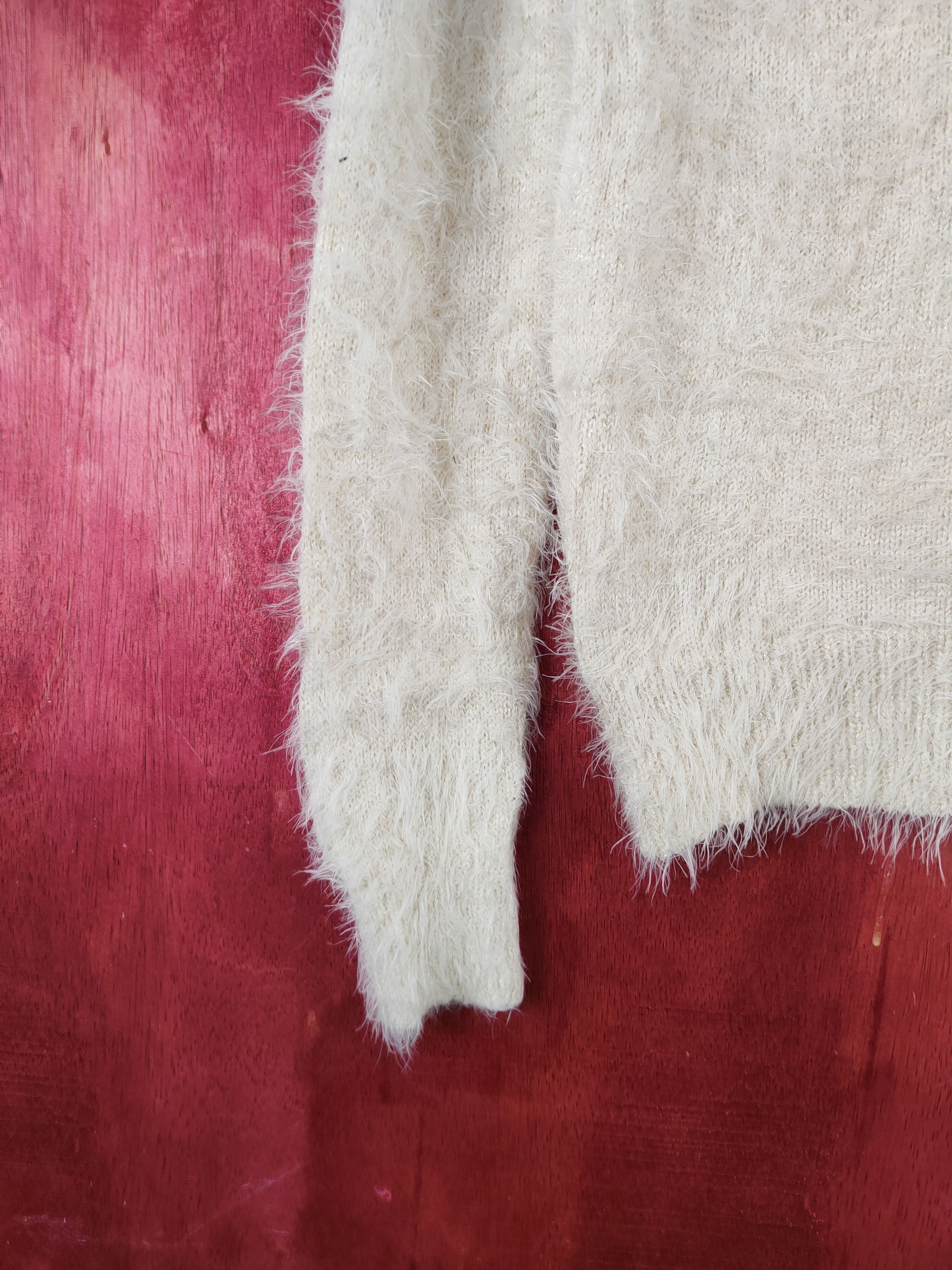 Index × Vintage Cool Vintage 💥 Index Cream Fur Mohair Knitwear Size M / US 6-8 / IT 42-44 - 4 Thumbnail
