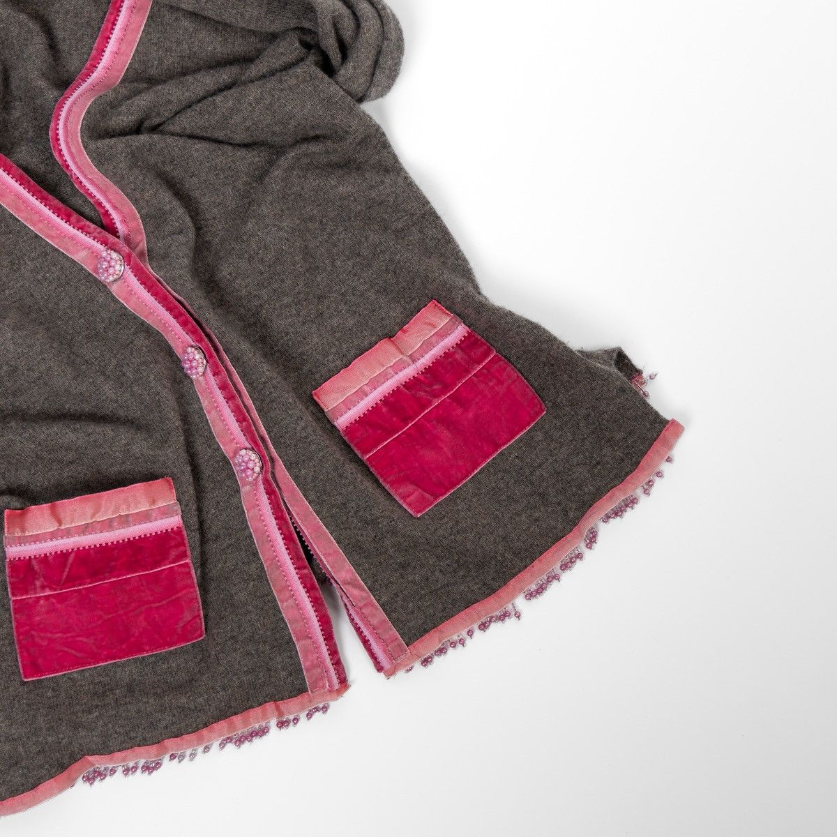 Other FFC Womens Cashmere Cardigan Grey Pink Trim Button Knit Size S / US 4 / IT 40 - 7 Thumbnail
