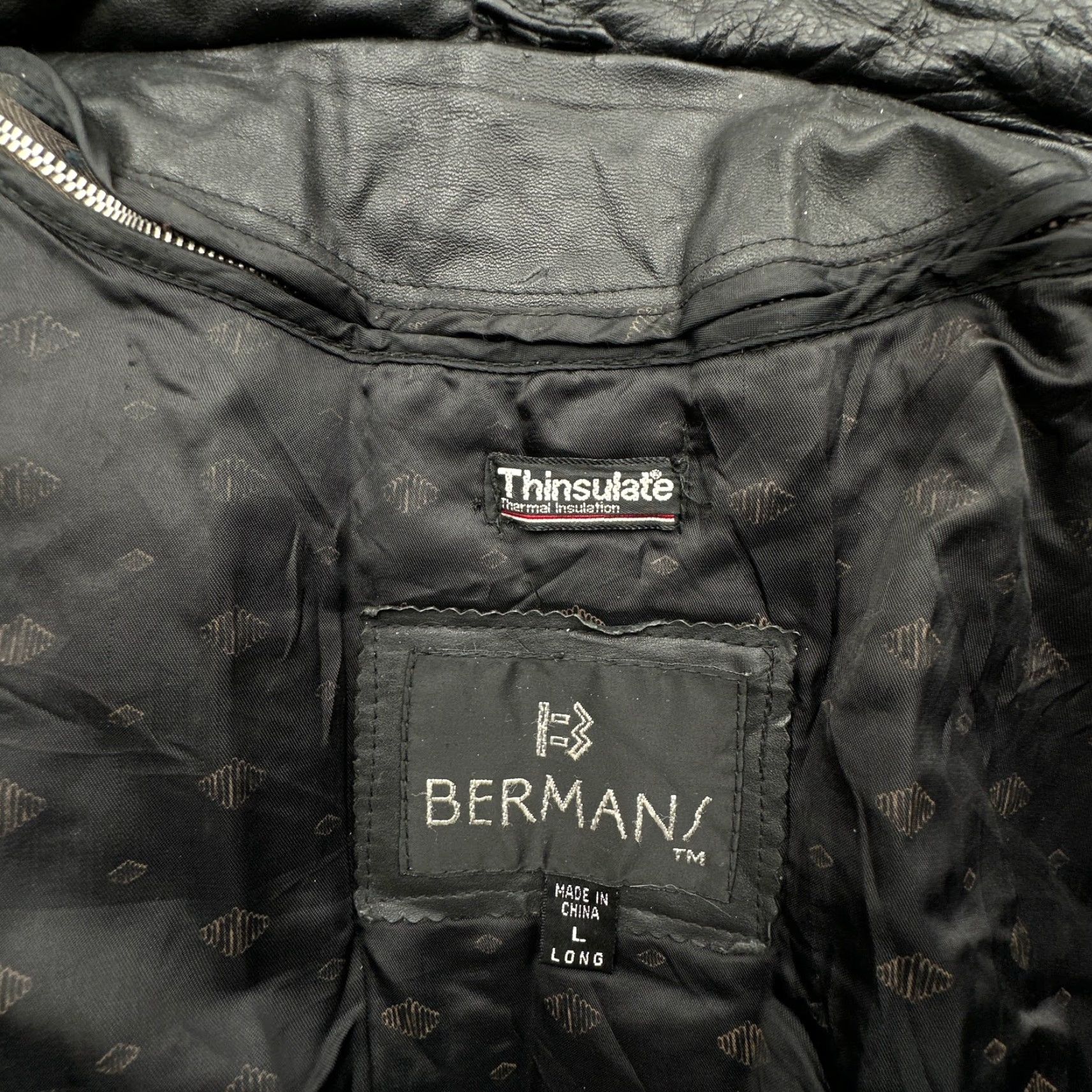 Ben Sherman VINTAGE Bermans Leather Moto Jacket Mens Large Long Black Lined Rider Jacket Size US L / EU 52-54 / 3 - 3 Thumbnail