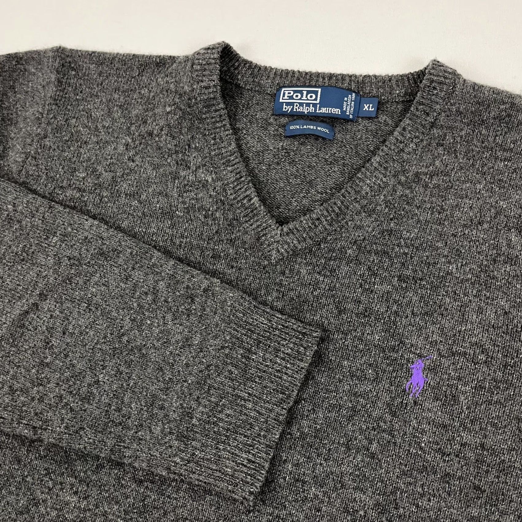 Polo Ralph Lauren Polo Ralph Lauren Sweater Mens XL Gray Lambs Wool Knit Jumper Pullover V-Neck Size US XL / EU 56 / 4 - 2 Thumbnail