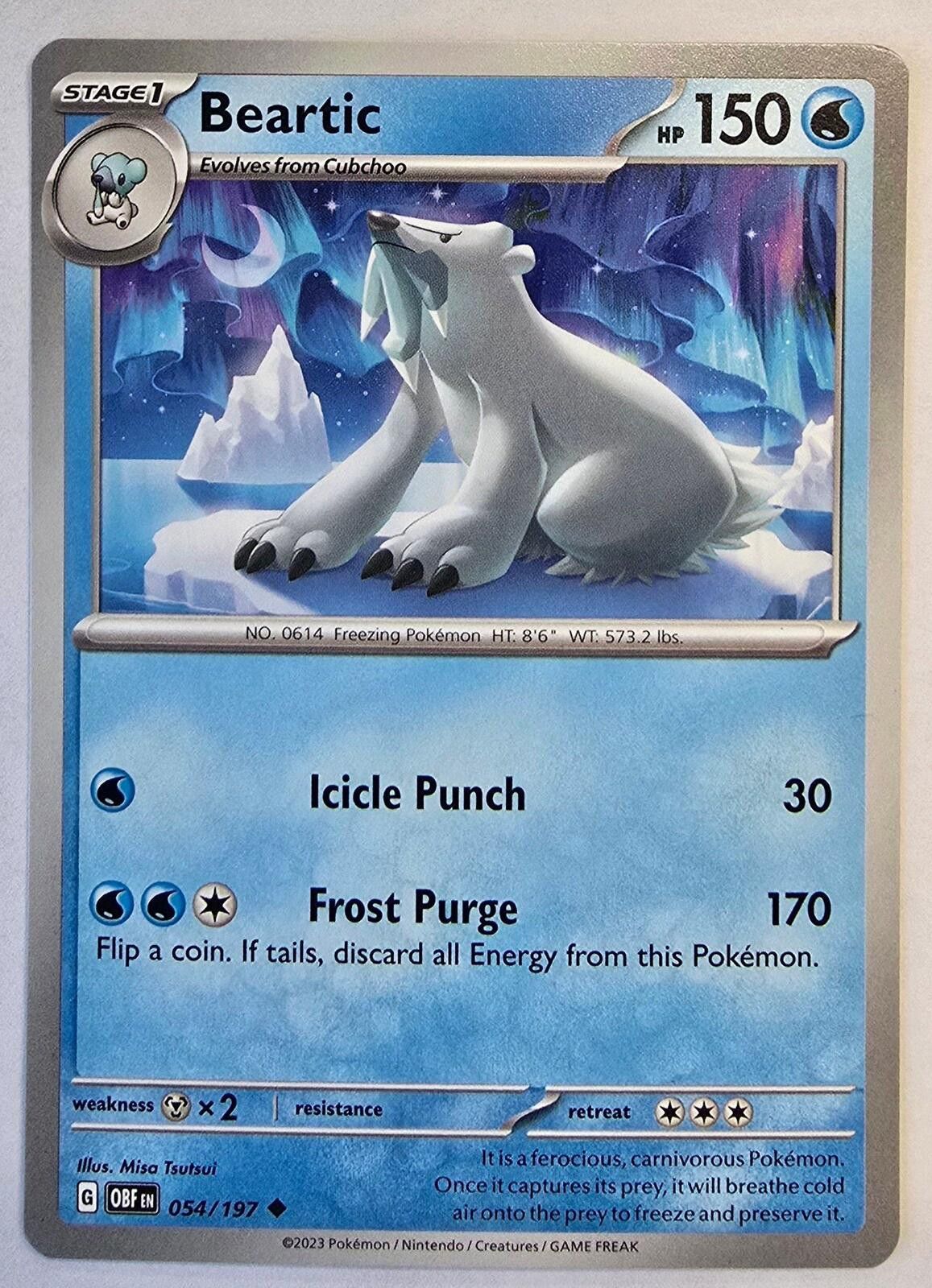 Pokemon Beartic (054/197) Scarlet & Violet: Obsidian Flames Size ONE SIZE - 1 Thumbnail