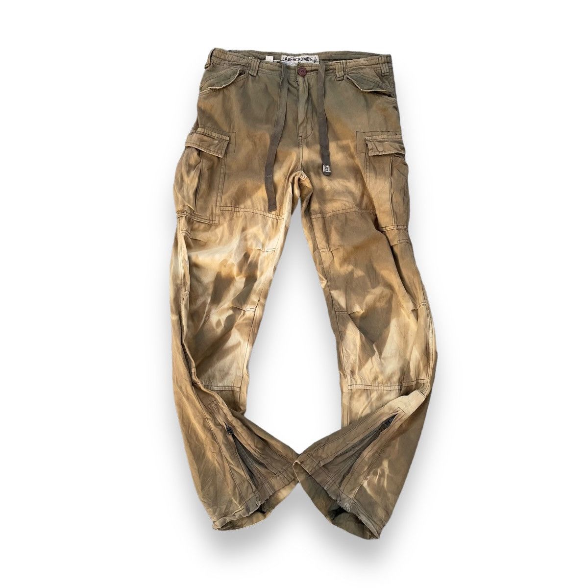 image of 20471120 x Abercrombie Fitch Y2K Abercrombie And Fitch Tie Dye 6 Pockets Cargo Pants in Cream (Size