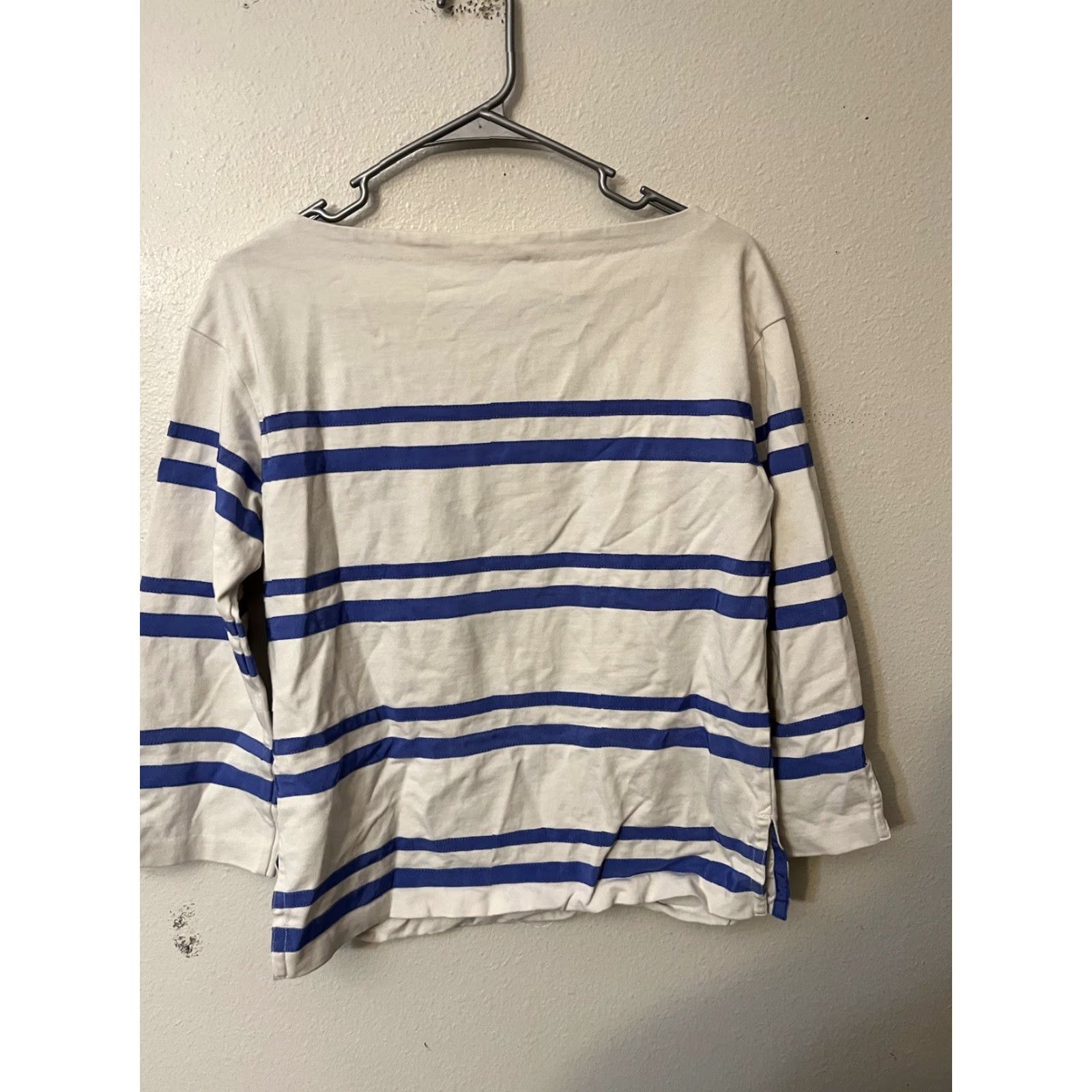 Tory Burch Tory Burch Womens Cotton Striped Boat Neck Long Sleeve Basic Top White Size S Size S / US 4 / IT 40 - 2 Thumbnail