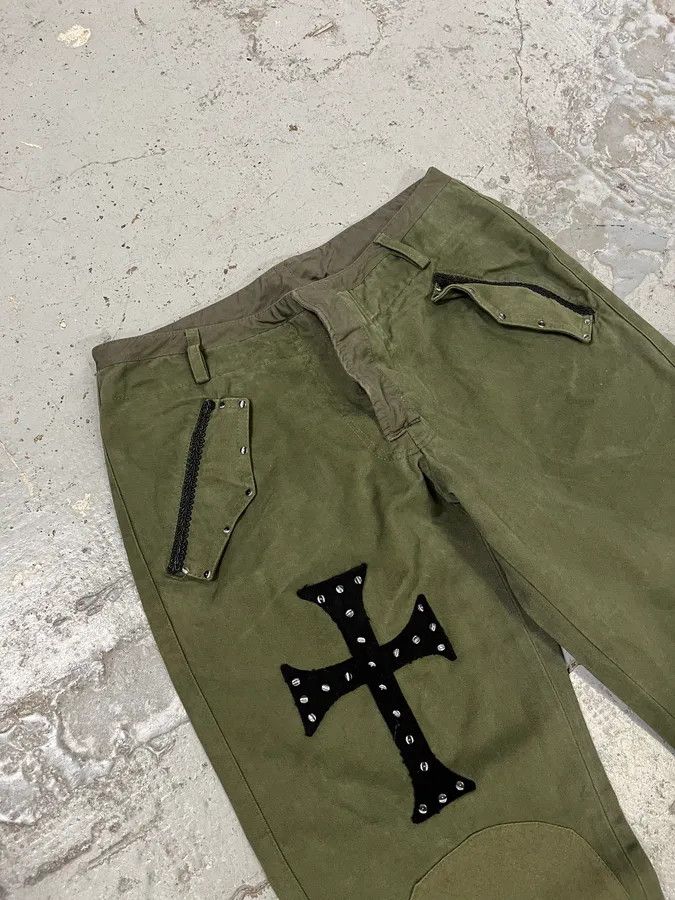 Daniele Alessandrini Daniele Alessandrini Cross Patch Olive Pants Size US 31 - 7 Thumbnail