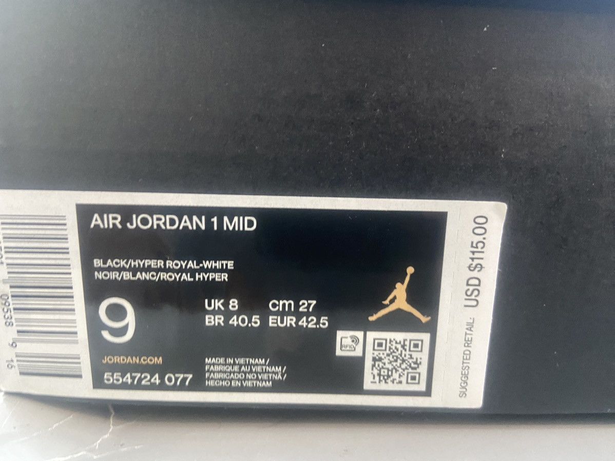 Jordan Brand Jordan 1 Mid Hyper Royal Size US 9 / EU 42 - 7 Thumbnail