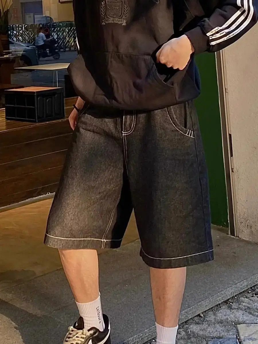 Japanese Brand × Jean Retro straight leg wide leg embroidered denim shorts Size US 32 / EU 48 - 5 Thumbnail