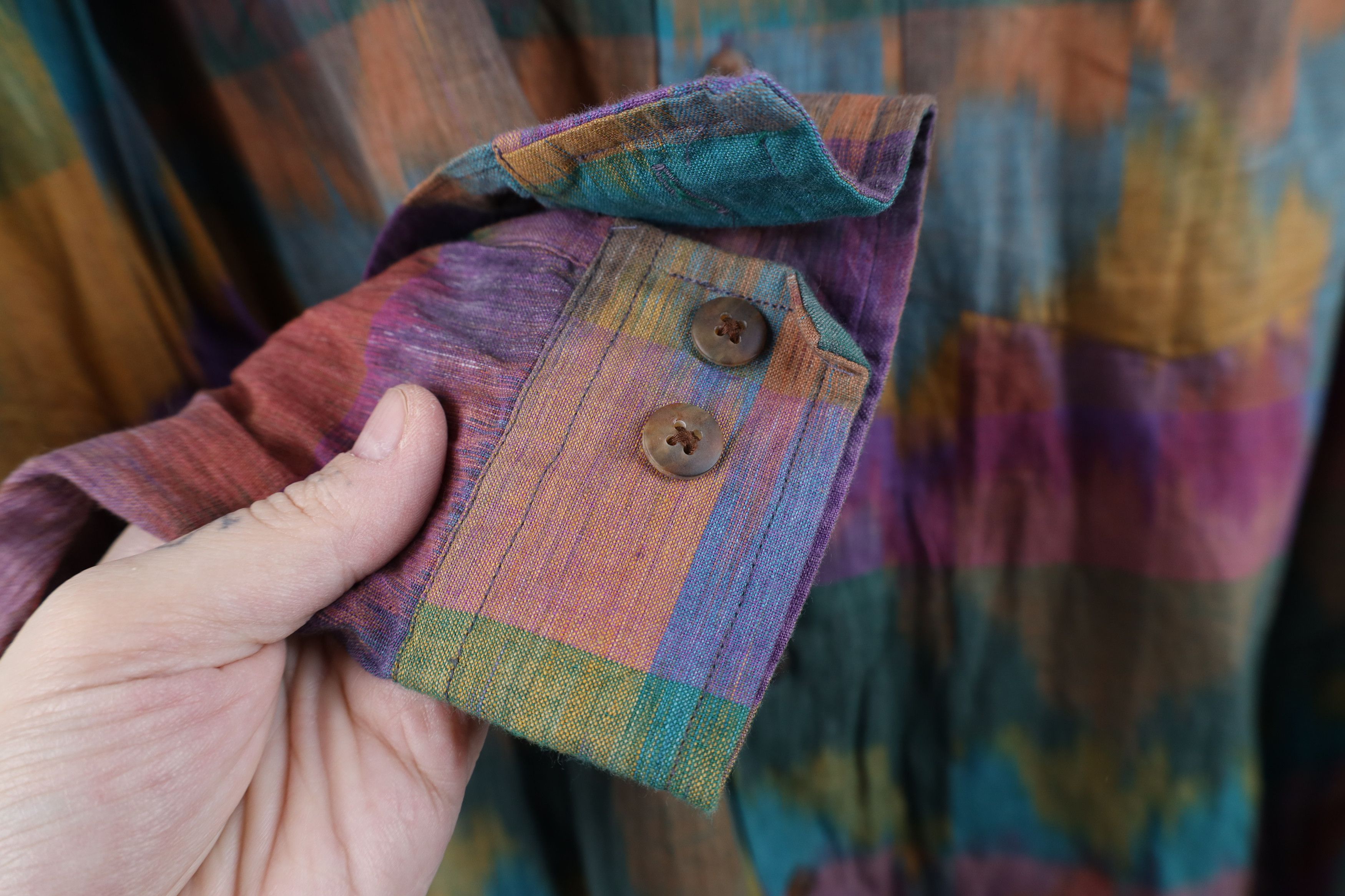 Vintage Vintage 90s Streetwear Gauzy Cotton Collared Button Shirt Size US L / EU 52-54 / 3 - 4 Thumbnail