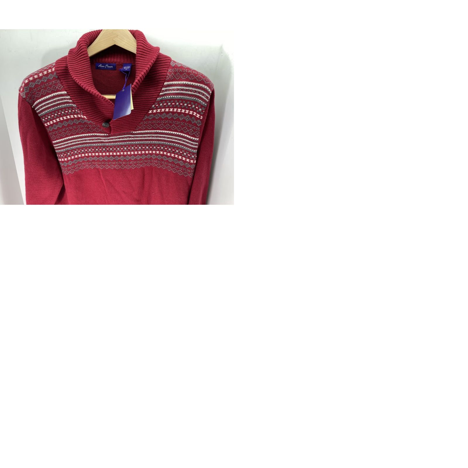 Vintage Alan Flusser Sweater Men M Pullover 3 button Mock Neck Cotton Red NWT Regular Knit Lightweight Long Sleeve Vintage? No (remove) Size US M / EU 48-50 / 2 - 9 Thumbnail