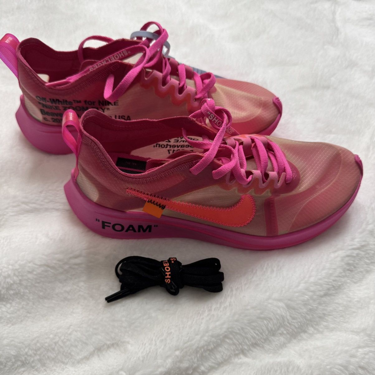 Off-White Nike Off-White Zoom Fly “The 10” Sneakers - Pink - Size 7 Size US 7 / EU 40 - 4 Thumbnail