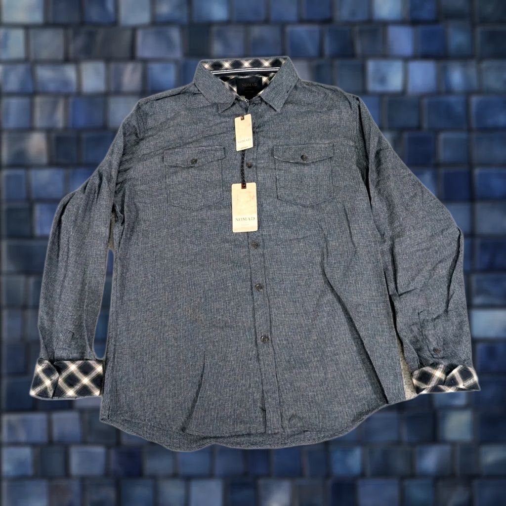 Nomad Nomad Shirt Men's M Blue Patterned Flannel Button Up Size US M / EU 48-50 / 2 - 1 Thumbnail
