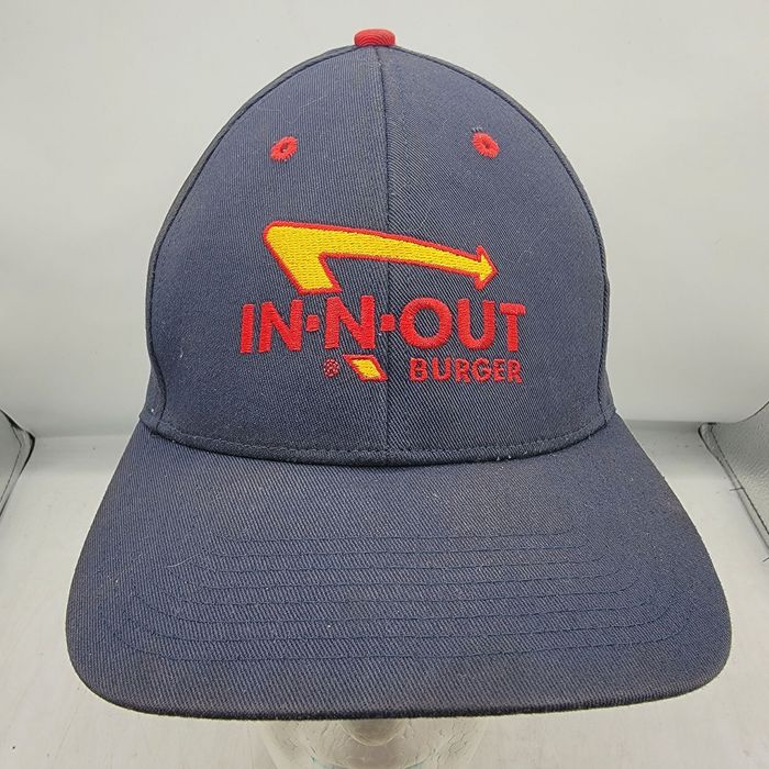 In N Out In N Out Burger Large XL Blue Fitted Hat Cap California Outd ...