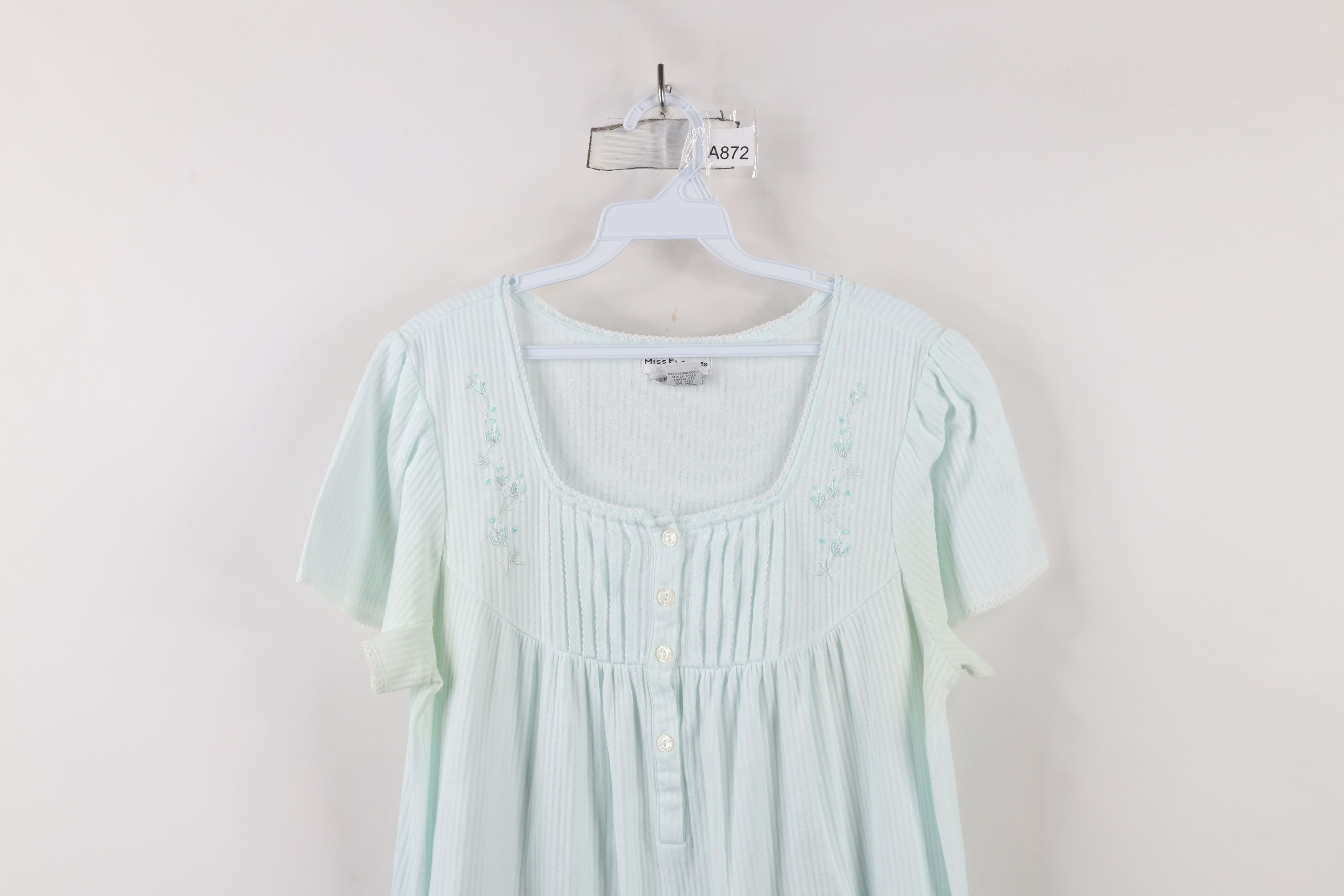 Vintage Vintage 90s Miss Elaine Ruffled Ribbed Knit Night Gown Shirt Size M / US 6-8 / IT 42-44 - 2 Thumbnail
