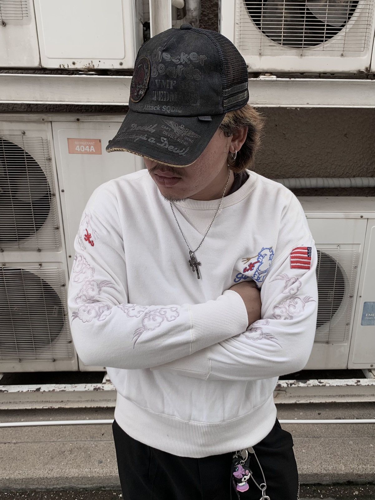 Tedman Tedman Thrashed Trucker Cap Red Devil Marine Fighter Patch Size ONE SIZE - 6 Thumbnail