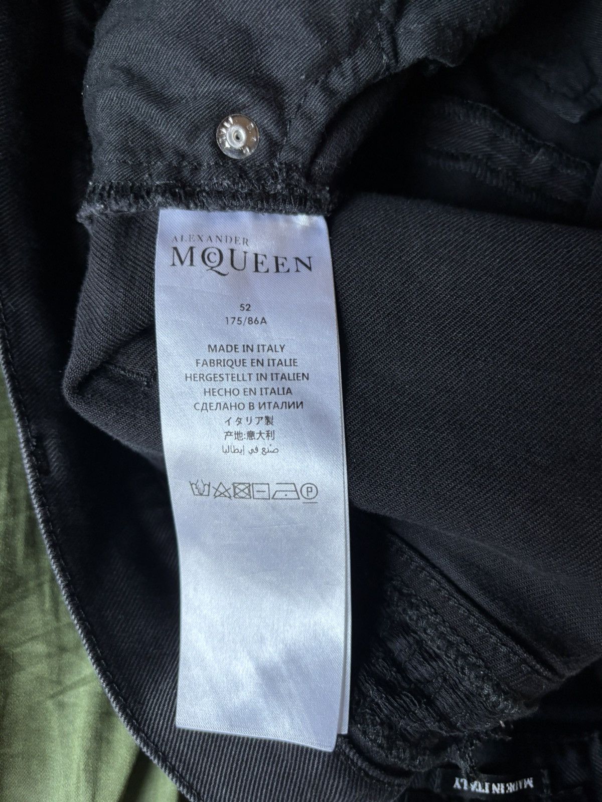 Alexander McQueen Thrashed Black Silk Trimmed Skinny Jeans Size US 34 / EU 50 - 7 Thumbnail