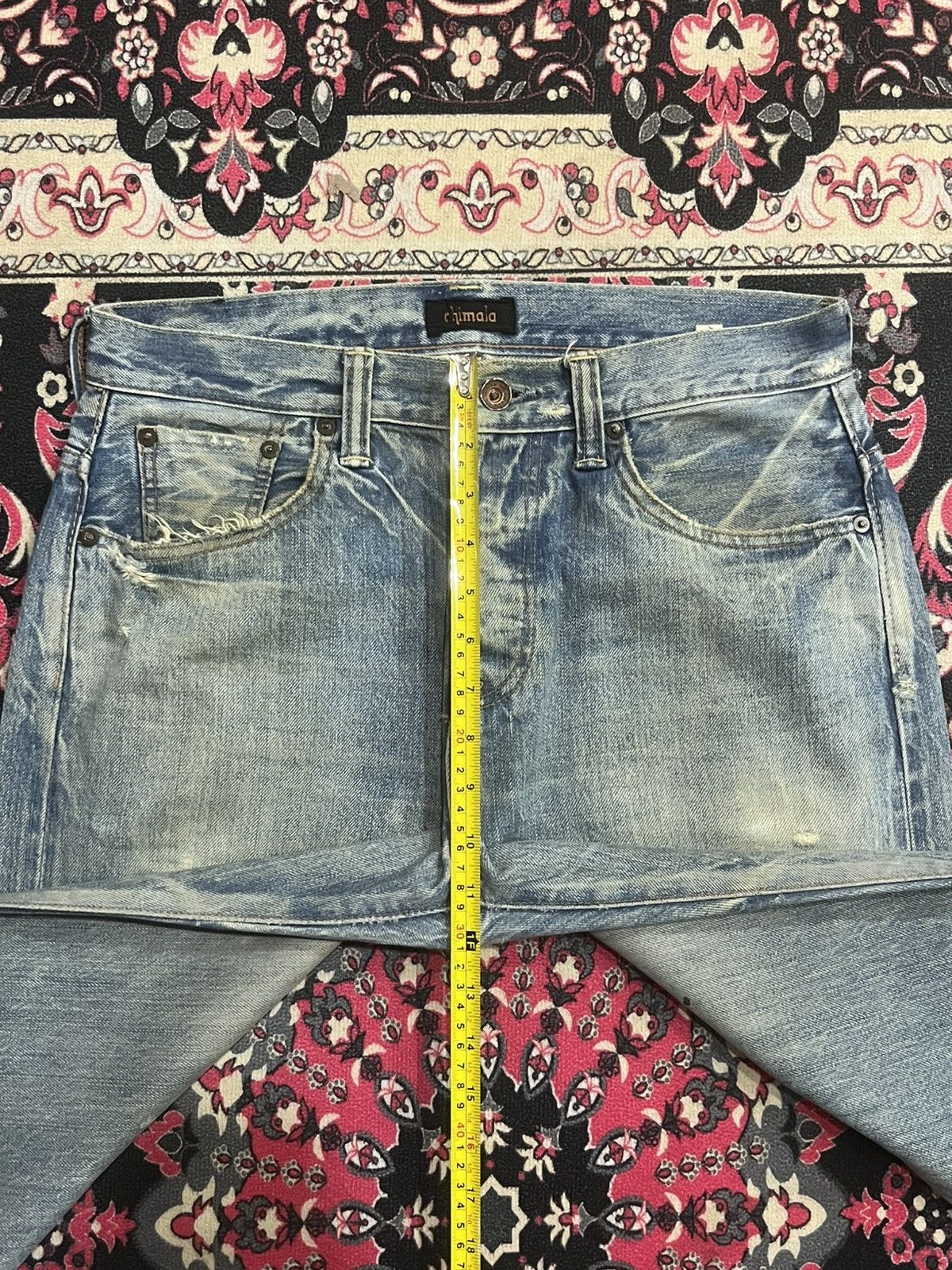 Chimala Japanese Brand Chimala Blue Washed Distressed Selvedge Jeans Size US 29 - 17 Thumbnail