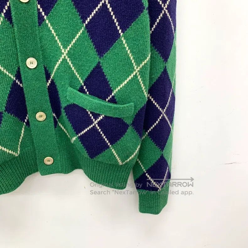Gucci Green diamond wool V-neck single-breasted long-sleev