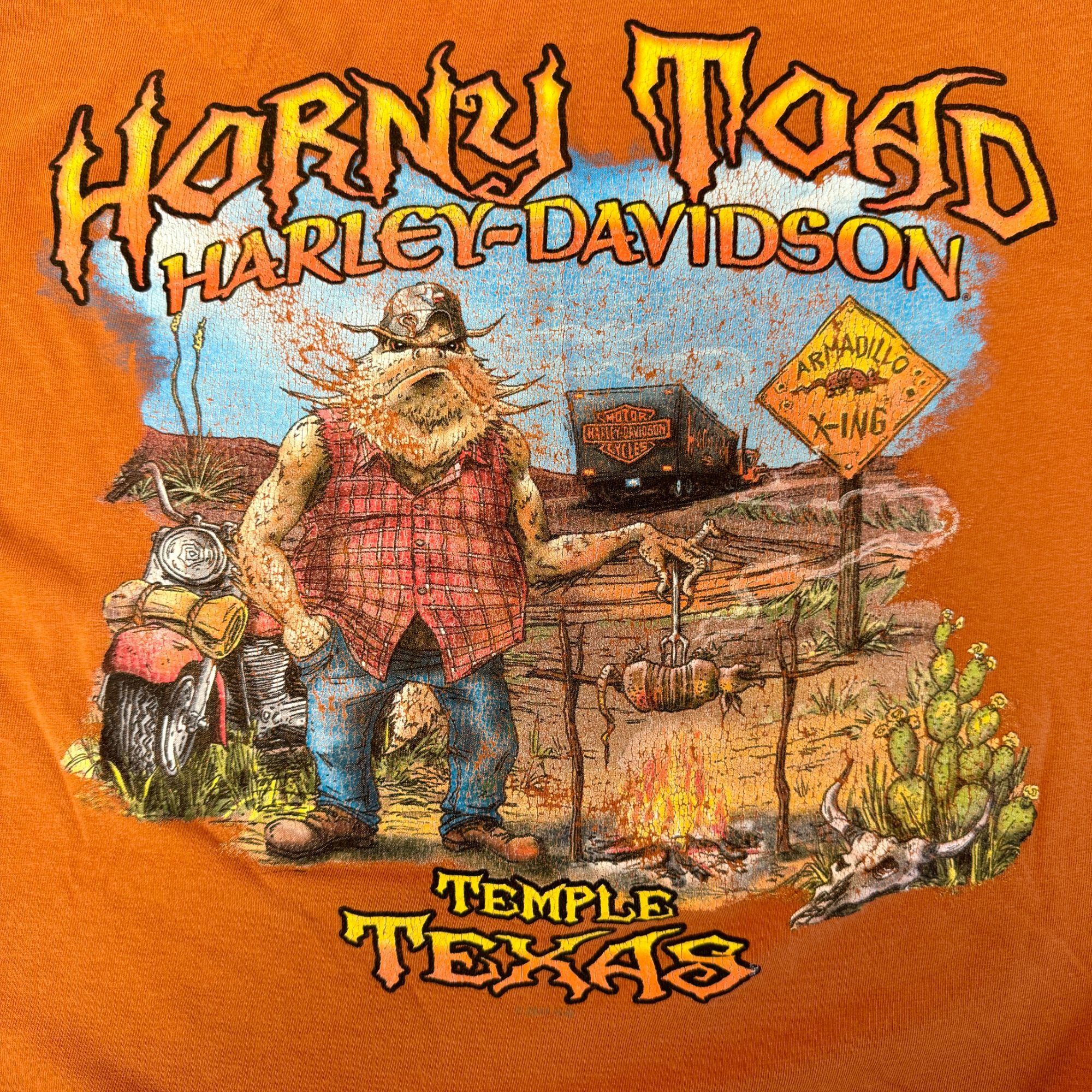 Harley Davidson HORNY TOAD Temple TEXAS 2011 Motorcycle ROASTED ARMADILLO T Size US XL / EU 56 / 4 - 1 Thumbnail