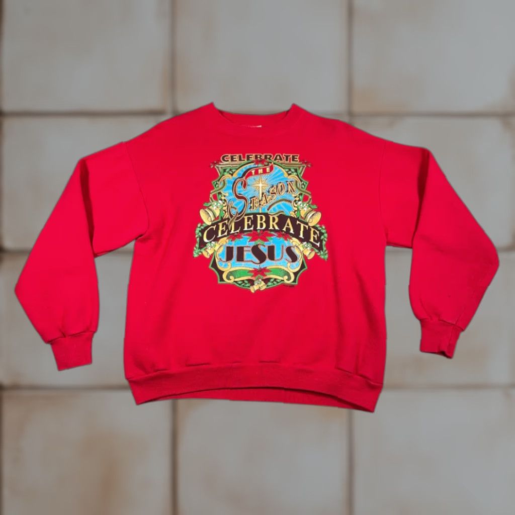 Lee VINTAGE Lee Red Christmas Sweatshirt Adult Large Cotton Blend Crew Neck 90s Size US L / EU 52-54 / 3 - 1 Thumbnail