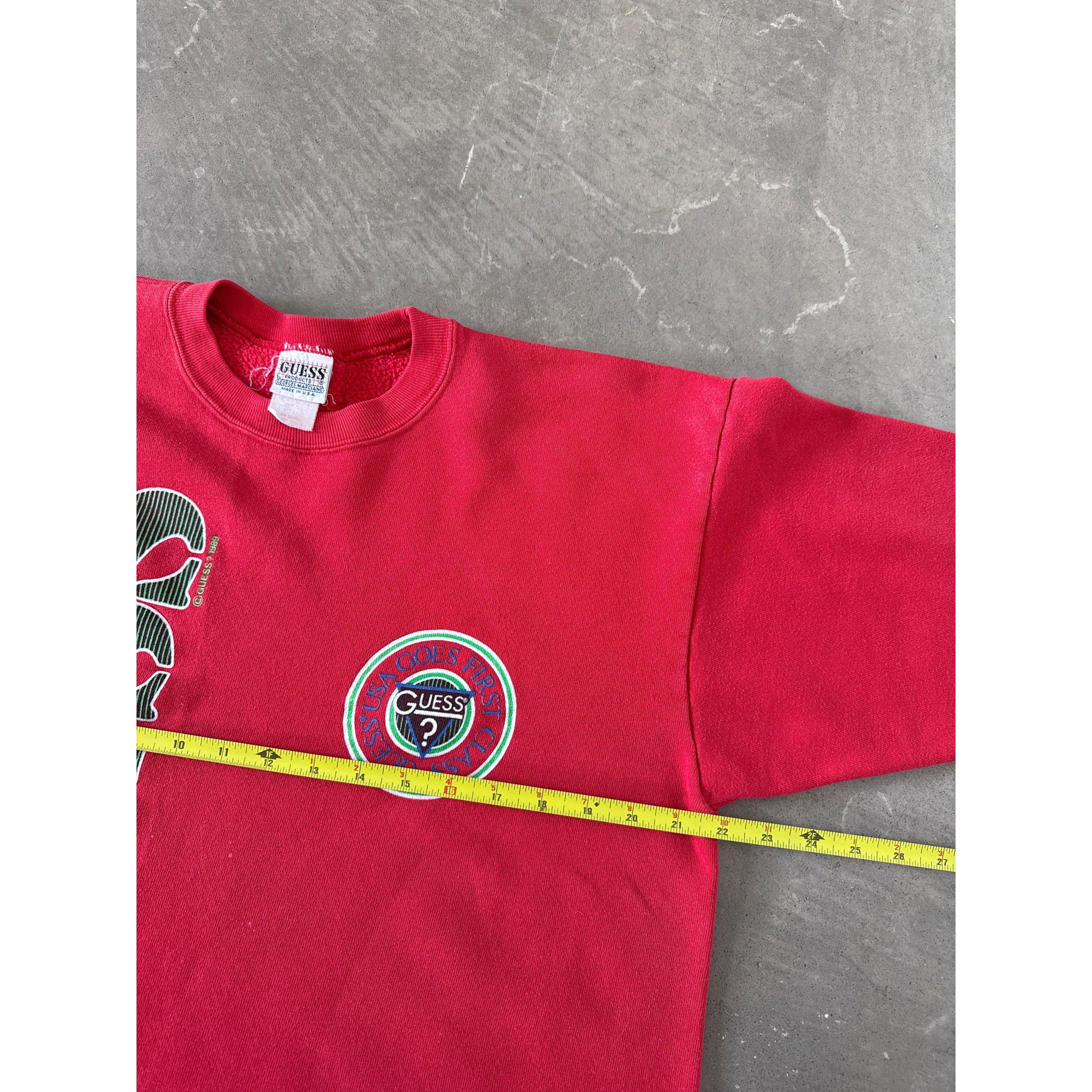 Guess Vintage 1989 Guess USA Goes First Class Cropped Sweatshirt Size US S / EU 44-46 / 1 - 6 Thumbnail