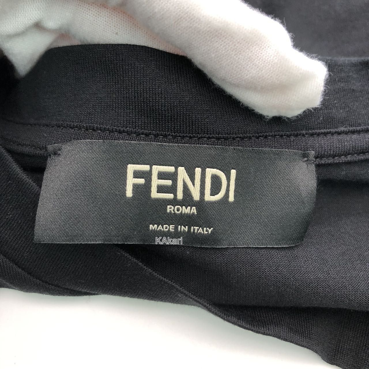Fendi Black Short Sleeve Shirt with Patterned Chest Stripe Size US L / EU 52-54 / 3 - 5 Thumbnail