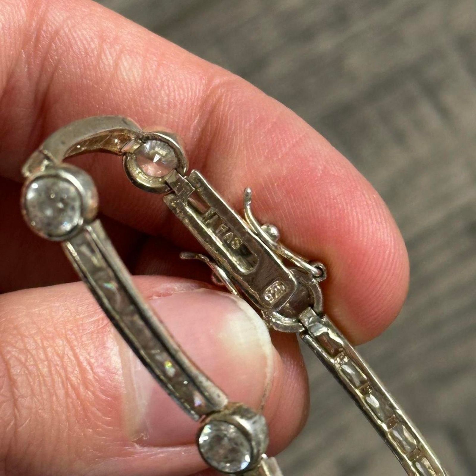 Other Weird Vintage Gem Silver Gold Bronze Link Chain 925 Bracelet Size ONE SIZE - 5 Thumbnail